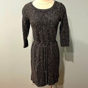 Gap Heathered Black 3/4 Sleeve Woodland Sweater Dress Size Small